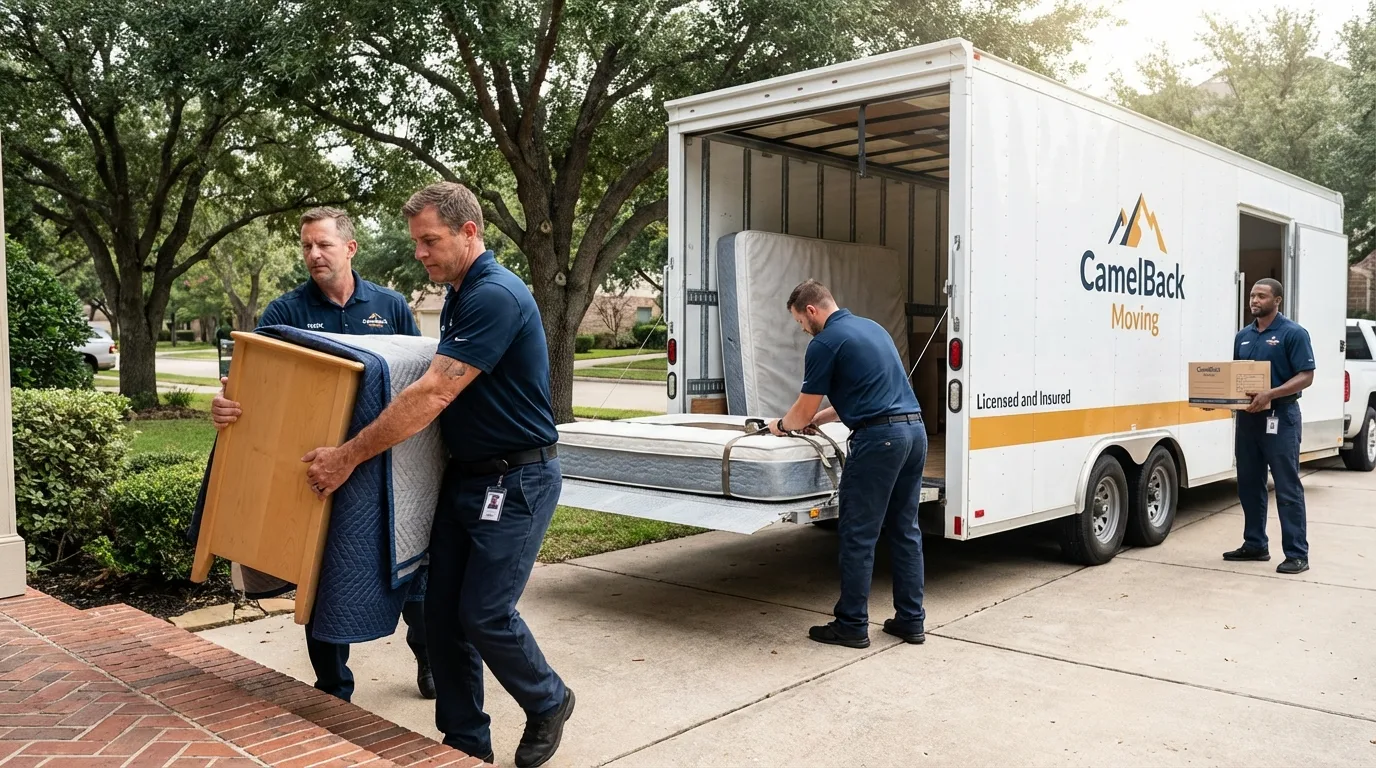 Crew loading residential truck for cross-state move from Bushnell, FL