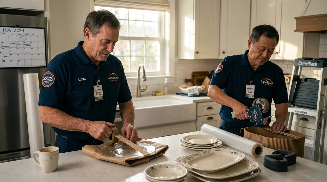 Professional crew packing kitchen dishware in Bushnell, FL